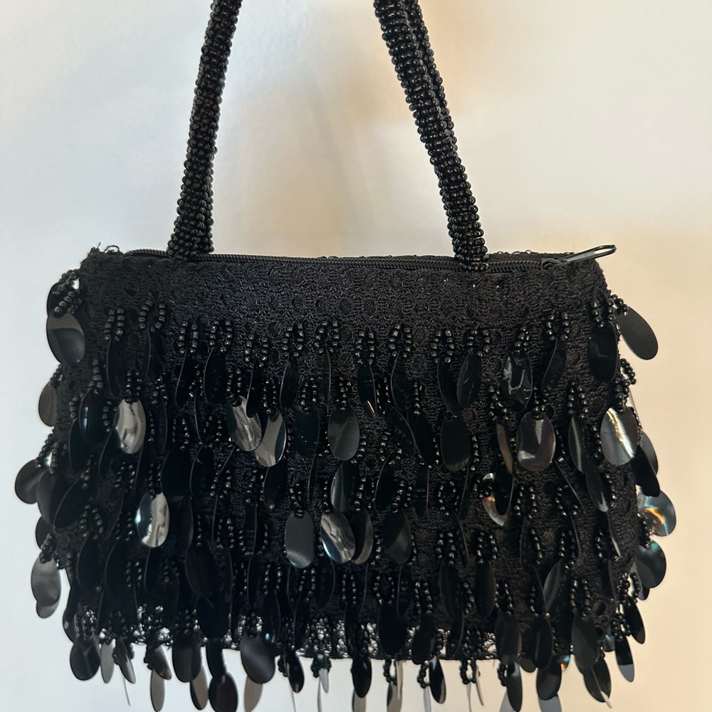 Black Beaded Women's Bag